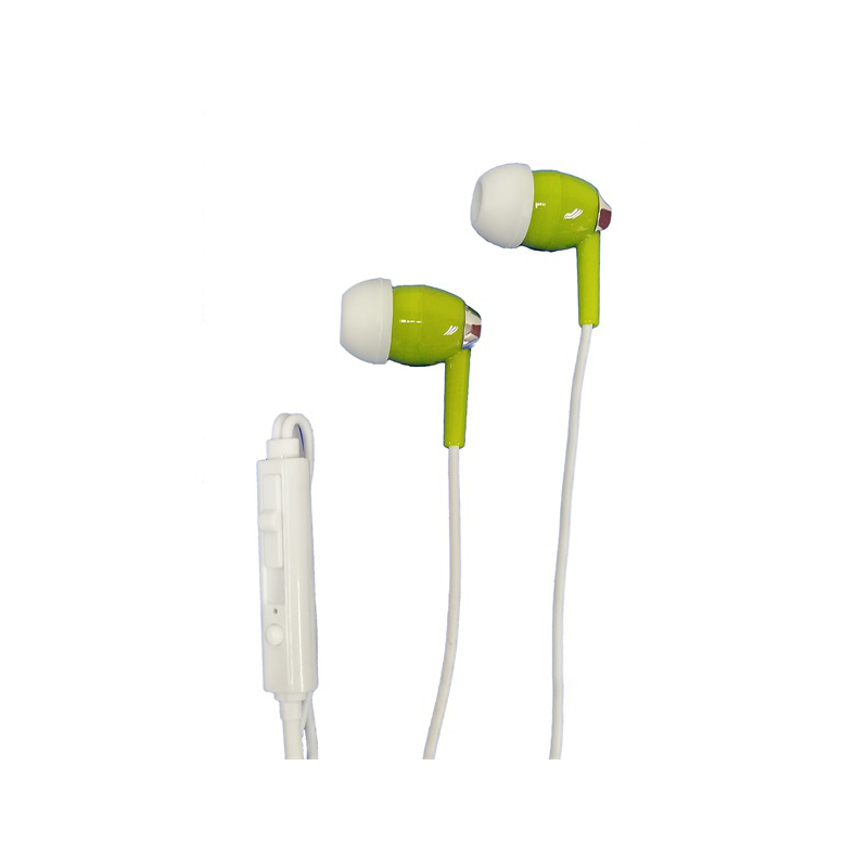 Falcon vezetékes headset, fülbe dugható fülhallgató, zöld, YM-438