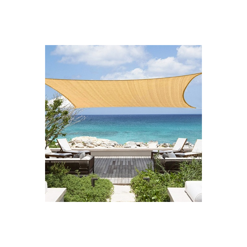Napvitorla - árnyékoló teraszra, erkélyre és kertbe szögletes 2x3 m homok színben - polyester (vízálló)