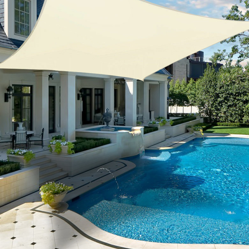 Napvitorla - árnyékoló teraszra, erkélyre és kertbe szögletes 3x3 m bézs színben - polyester (vízálló)