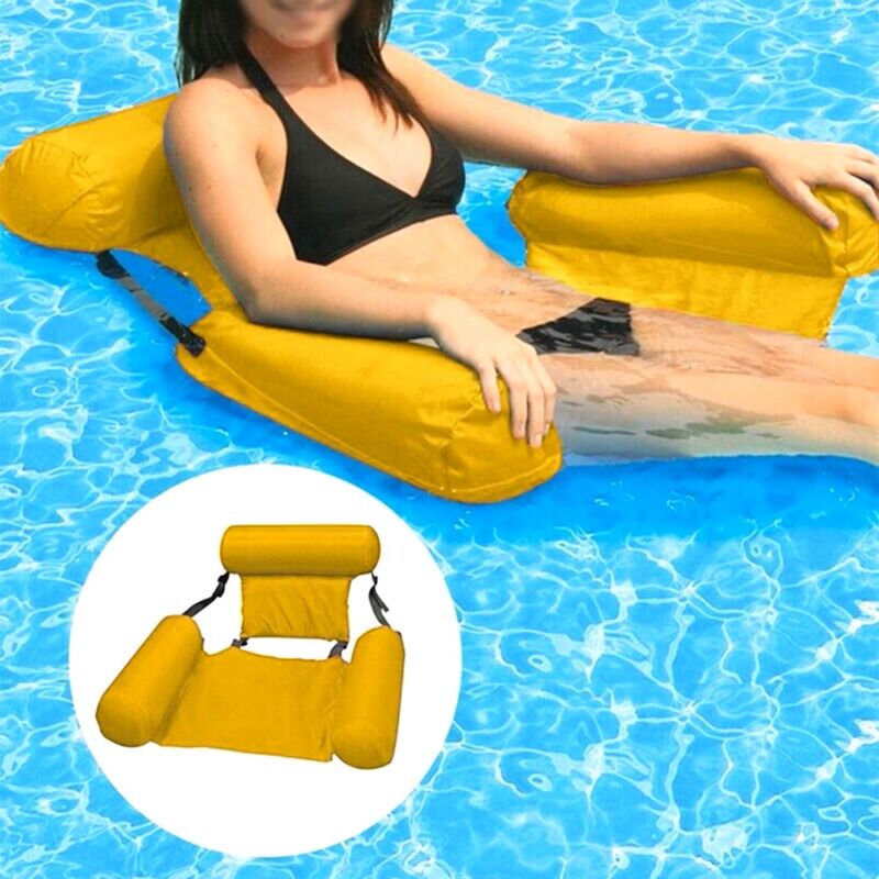 Nagyméretű, felfújható úszófotel, medence fotel - citromsárga