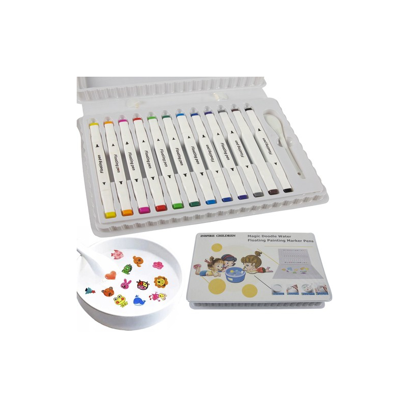 12 db-os marker készlet gyerekeknek vízre rajzoláshoz, kreatív filctollszett, varázslatos színekkel